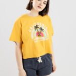 Rip curl "rip curl sunny paradise crop tee t-shirt jaune"