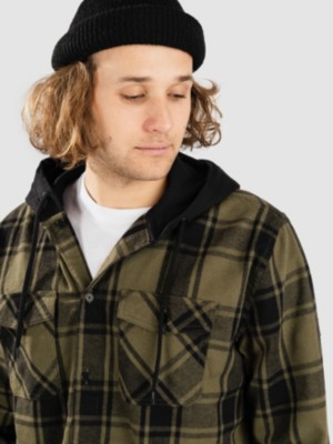 Dc "dc ruckus hooded flannel shirt marron"