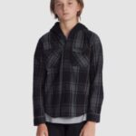 Dc "dc ruckus hooded flannel shirt noir"
