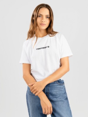 Converse "converse cf strip wordmark slim crop t-shirt blanc"